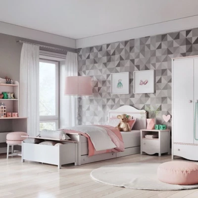 Kommode für Kinderzimmer MISE - weiß/rosa