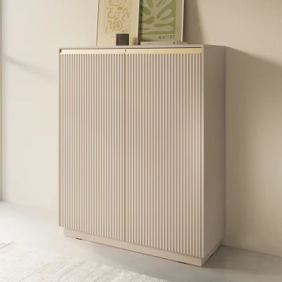 Hohe Kommode mit Regalen MANANA - beige