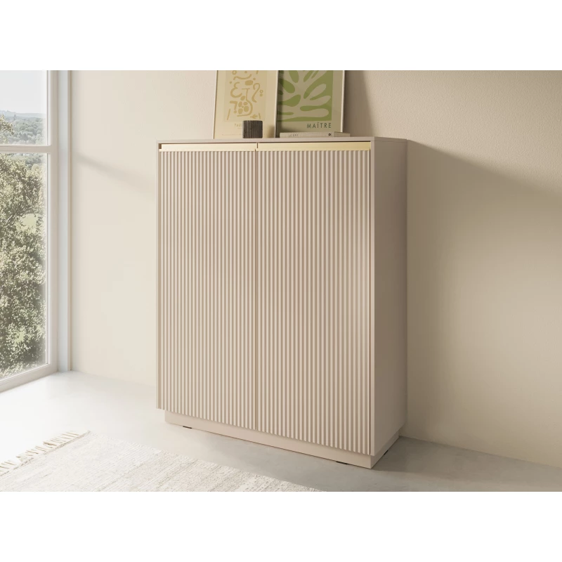 Hohe Kommode mit Regalen MANANA - beige