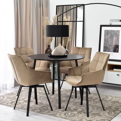 LOVISA Esszimmerstuhl - beige 2 / schwarz