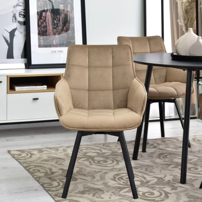 LOVISA Esszimmerstuhl - beige 2 / schwarz