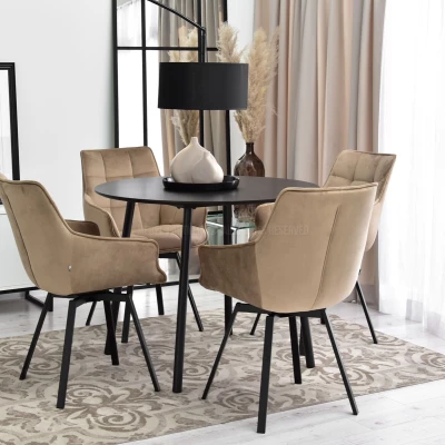 LOVISA Esszimmerstuhl - beige 2 / schwarz
