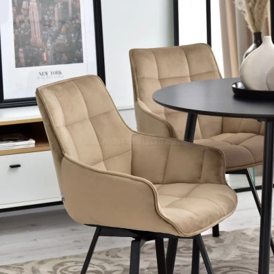 LOVISA Esszimmerstuhl - beige 2 / schwarz