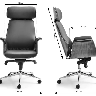Bürostuhl BLANDINA – Eiche / Schwarz / Chrom