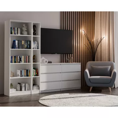 Schmales Bücherregal CHICO - weiß