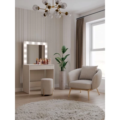 Schmink Tisch ROMERA - Kaschmir + Spiegel und LED-Beleuchtung GRATIS