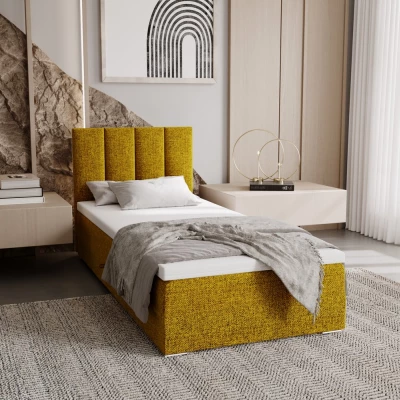 Polsterbett 80x200 ELSIE 4 mit Stauraum – Senfgelb, echtes Design