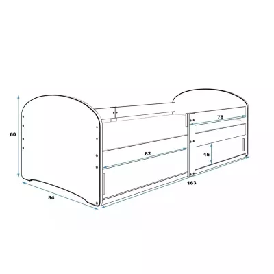 Kinderbett mit Stauraum mit Matratze 80x160 RACER 1 - weiß