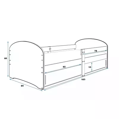 Kinderbett mit Stauraum mit Matratze 80x160 RACER 1 - weiß