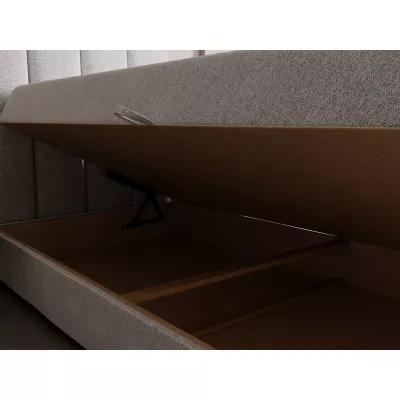 Polsterbett 90x200 ELSIE 4 mit Stauraum - hellbraun, linke Ausführung