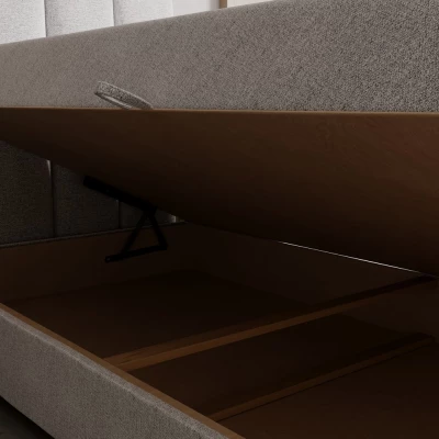 Polsterbett 90x200 ELSIE 4 mit Stauraum – hellbeige, linke Ausführung
