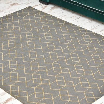 Rechteckiger Stückteppich 160x230 cm SAWA - grau/gold