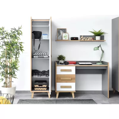 Studentenzimmermöbel ANGELY - weiß / grau / asch