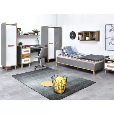 Studentenzimmermöbel ANGELY - weiß / grau / asch
