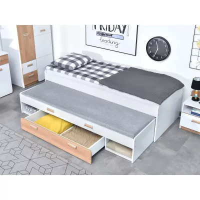 JOHELY Studentenzimmermöbel mit Bett - weiß / Nash-Eiche