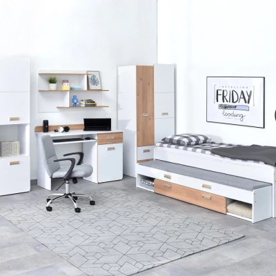 JOHELY Studentenzimmermöbel mit Bett - weiß / Nash-Eiche