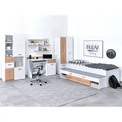 JOHELY Studentenzimmermöbel mit Bett - weiß / Nash-Eiche
