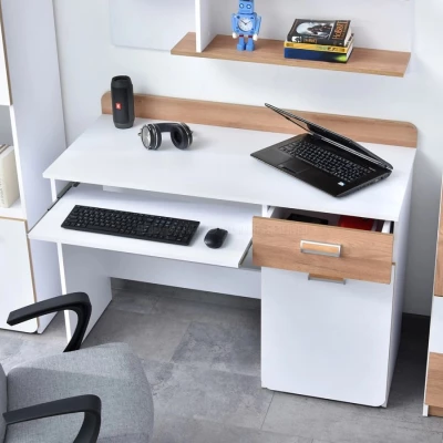 JOHELY Studentenzimmermöbel mit Bett - weiß / Nash-Eiche