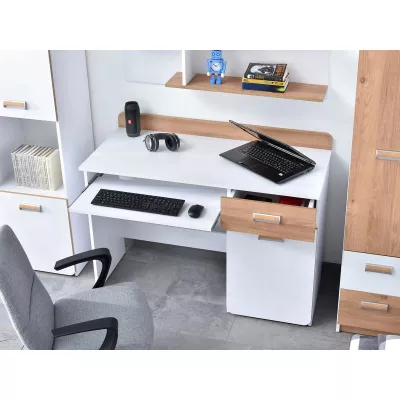 JOHELY Studentenzimmermöbel mit Bett - weiß / Nash-Eiche