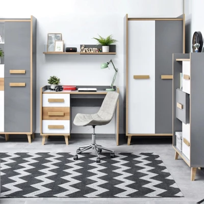 Studentenzimmer-Set ANGELY – weiß/grau/asch