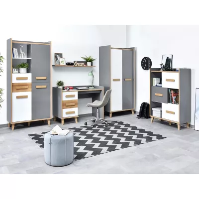 Studentenzimmer-Set ANGELY – weiß/grau/asch