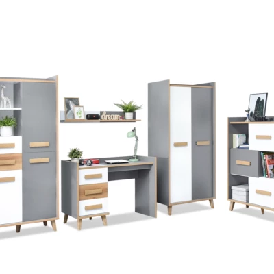 Studentenzimmer-Set ANGELY – weiß/grau/asch