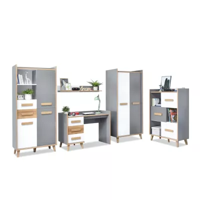 Studentenzimmer-Set ANGELY – weiß/grau/asch
