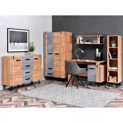 Studentenzimmermöbel NIXON - Eiche / Beton / Schwarz