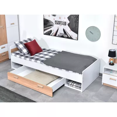 JOHELY Studentenzimmer-Set mit Bett - weiß / Nash Oak
