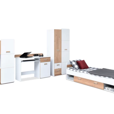 JOHELY Studentenzimmer-Set mit Bett - weiß / Nash Oak