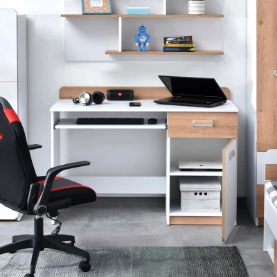 JOHELY Studentenzimmer-Set mit Bett - weiß / Nash Oak