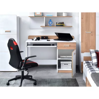 JOHELY Studentenzimmer-Set mit Bett - weiß / Nash Oak
