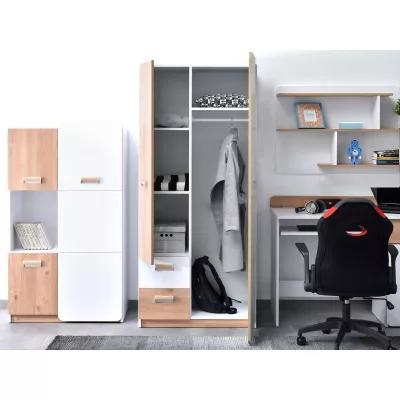 JOHELY Studentenzimmer-Set mit Bett - weiß / Nash Oak