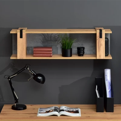 Wand für Studentenzimmer NIXON - Eiche / Beton / Schwarz