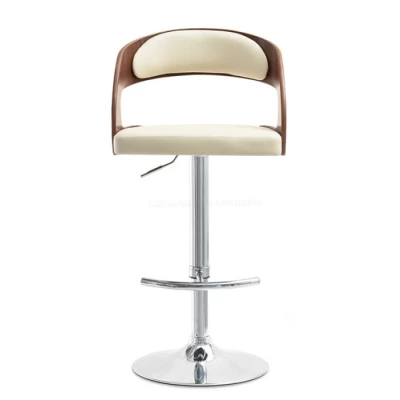 Verstellbarer Barhocker ZUWENA – Walnuss/Creme/Chrom