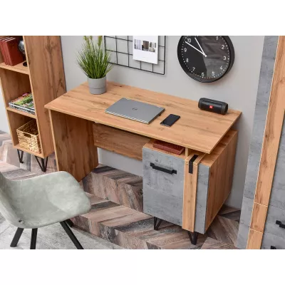 NIXON Studentenzimmermöbel-Set – Eiche / Beton / Schwarz