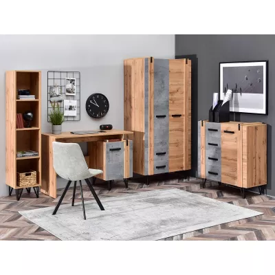NIXON Studentenzimmermöbel-Set – Eiche / Beton / Schwarz