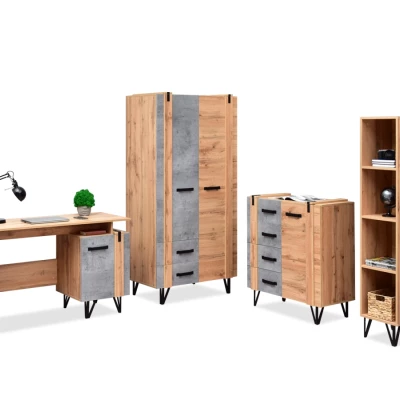 NIXON Studentenzimmermöbel-Set – Eiche / Beton / Schwarz
