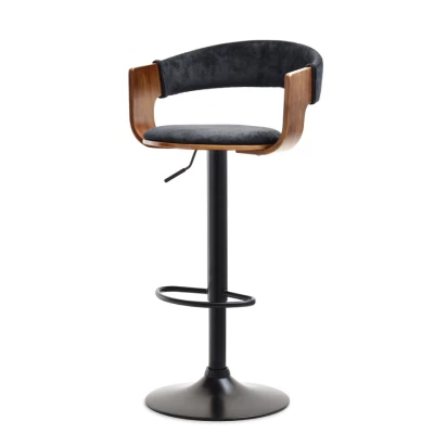 Verstellbarer Barhocker DAIMARY - Walnuss / Schwarz 2