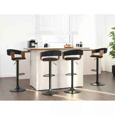 Verstellbarer Barhocker DAIMARY - Walnuss / Schwarz 2
