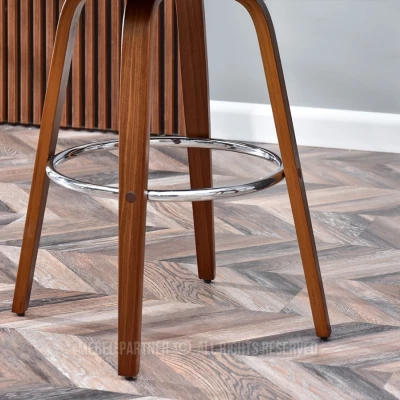Eleganter Barhocker ROMINA – Walnuss/Grau/Chrom