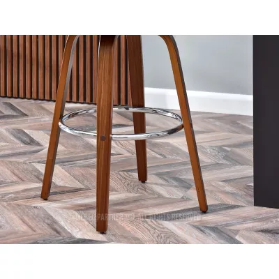 Eleganter Barhocker ROMINA – Walnuss/Grau/Chrom
