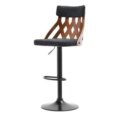 Verstellbarer Barhocker ALIKI - Walnuss / Schwarz 2