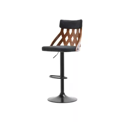 Verstellbarer Barhocker ALIKI - Walnuss / Schwarz 2