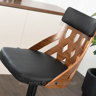 Verstellbarer Barhocker ALIKI - Walnuss / Schwarz 1