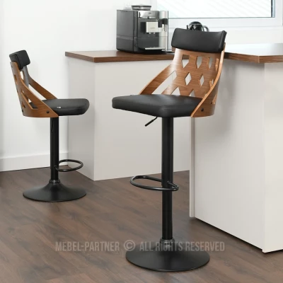 Verstellbarer Barhocker ALIKI - Walnuss / Schwarz 1