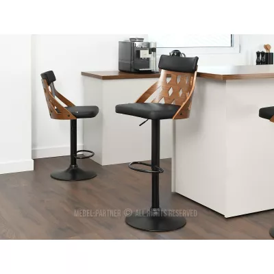 Verstellbarer Barhocker ALIKI - Walnuss / Schwarz 1