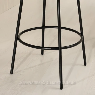 Eleganter Barstuhl SIDRA - Walnuss / schwarzes Ökoleder / schwarz