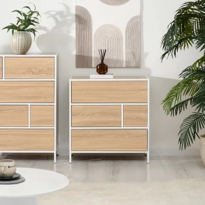 MAIRA Schubladenschrank schmal – weiß/Sonoma-Eiche