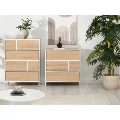 MAIRA Schubladenschrank schmal – weiß/Sonoma-Eiche
